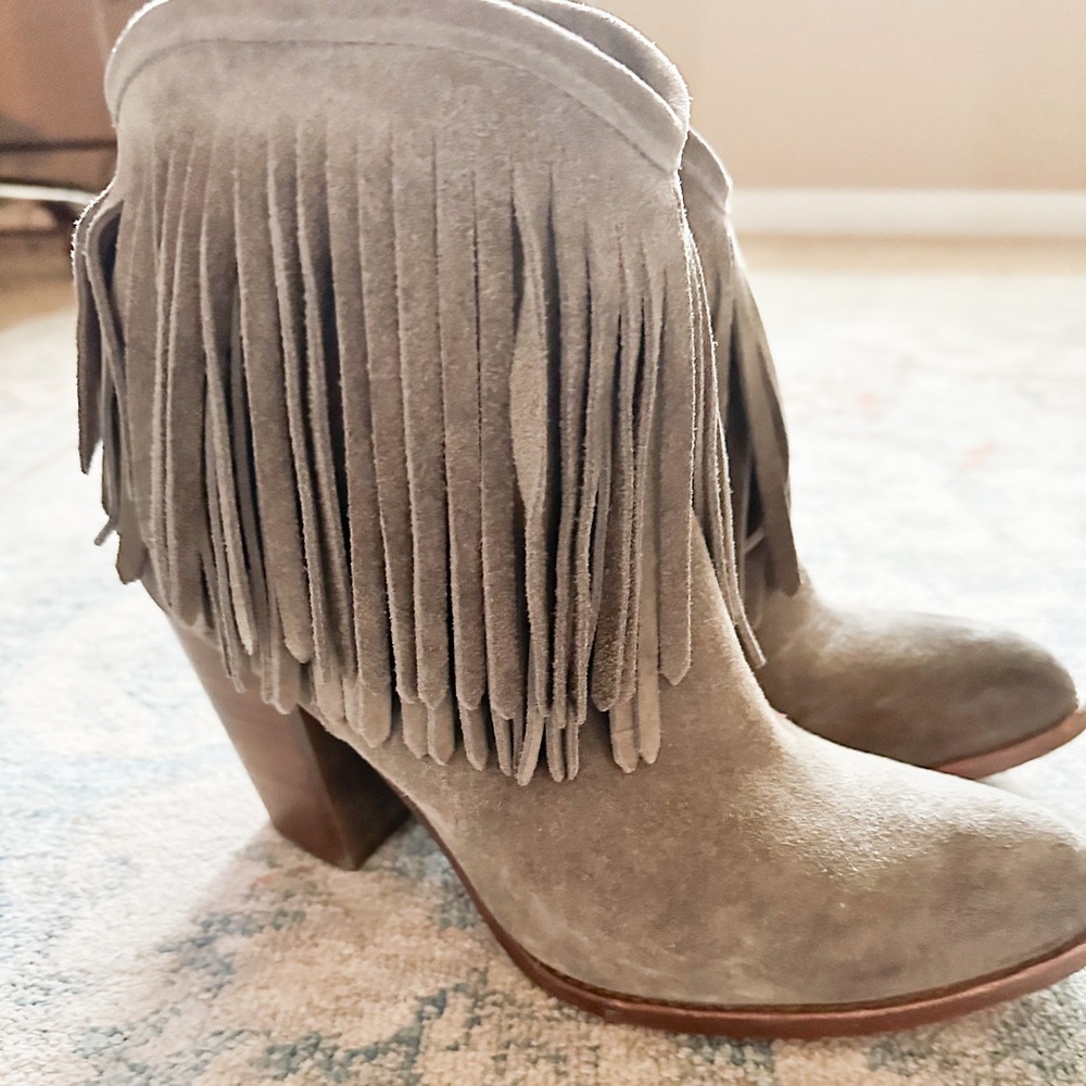 FRYE | Brown Suede Ileana Fringe Ankle Boot - 8.5